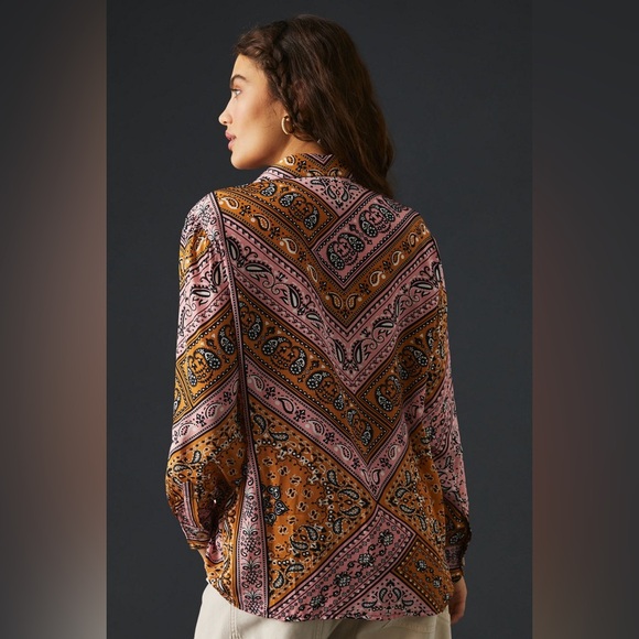 Farm Rio Anthropologie Classic Buttondown Shirt Size Medium - Picture 4 of 6